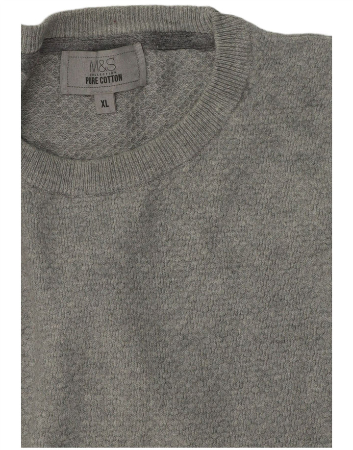 Marks & Spencer - Jersey de cuello redondo para hombre, talla XL, algodón gris