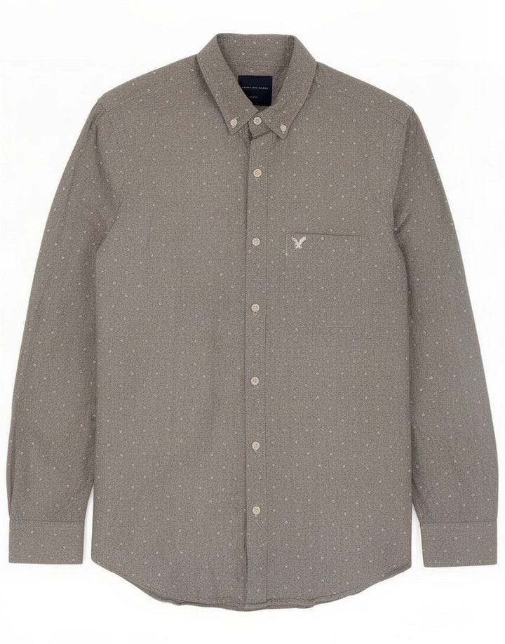 American Eagle Camisa ajustada para hombre Algodón moteado gris medio
