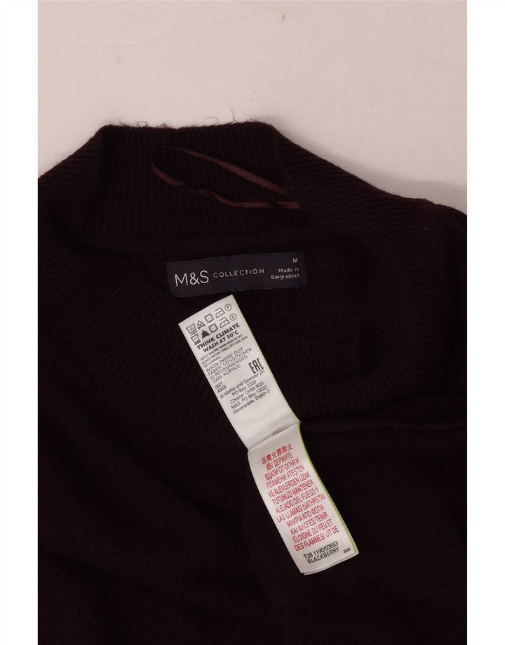 Marks & Spencer Suéter tipo jersey con cuello alto para mujer UK 44 Medium Borgoña