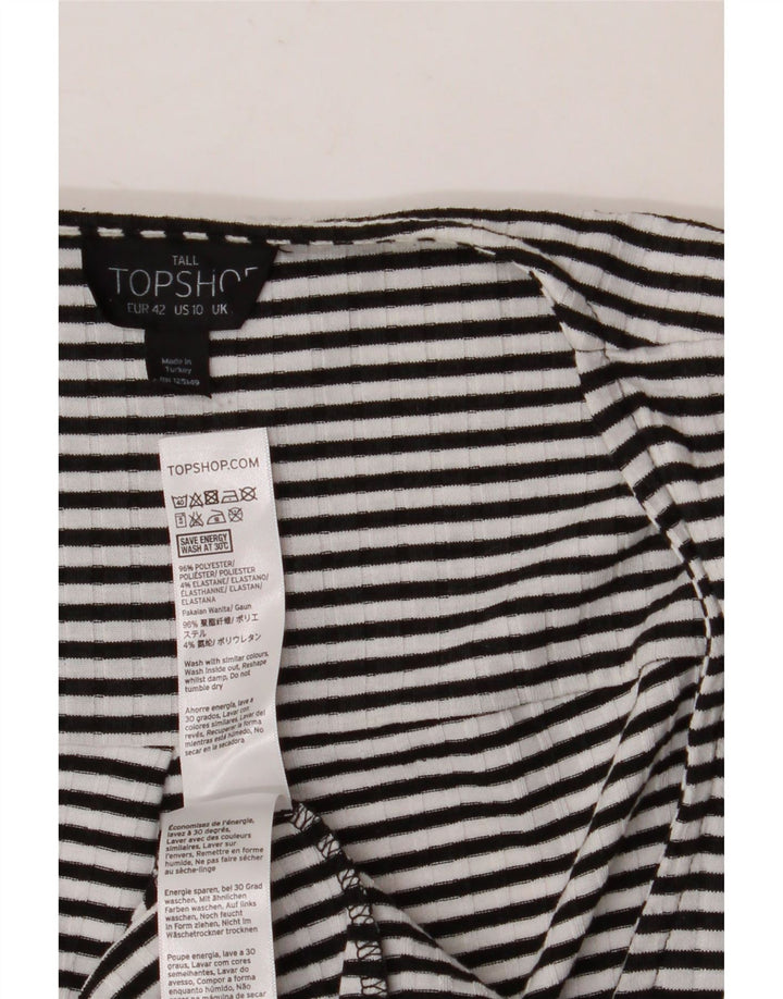 Topshop Vestido cruzado para mujer UK 10 Small Poliéster a rayas negras