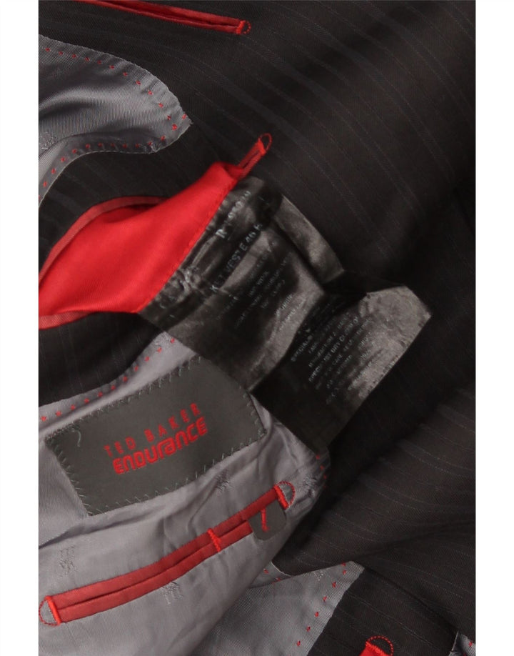 Ted Baker Chaqueta tipo blazer de 2 botones para hombre UK 46 3XL Lana negra a rayas