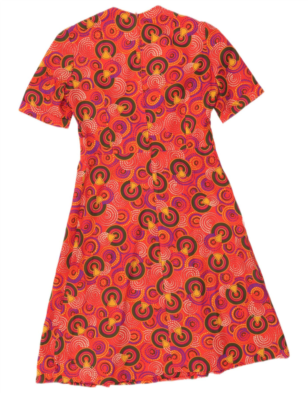 VINTAGE Vestido de mujer A-Line IT 46 Grande Rojo Geométrico