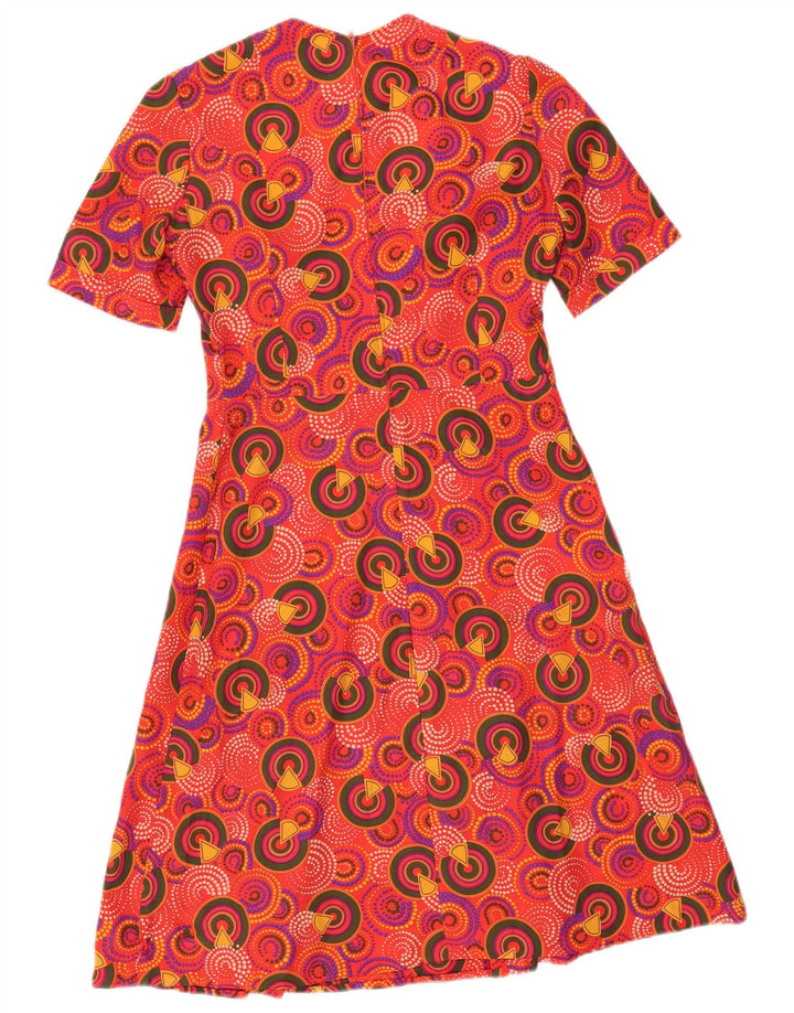 VINTAGE Vestido de mujer A-Line IT 46 Grande Rojo Geométrico