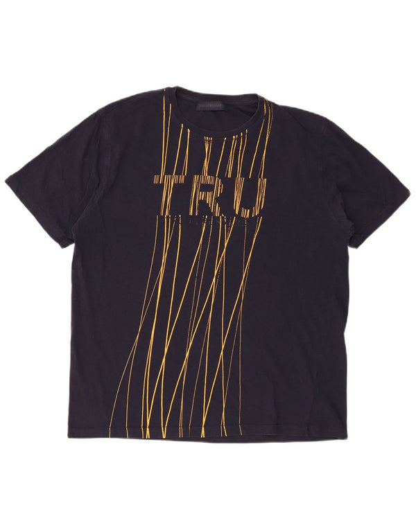 Trussardi Hombre Camiseta Gráfica Top XL Azul Marino Algodón
