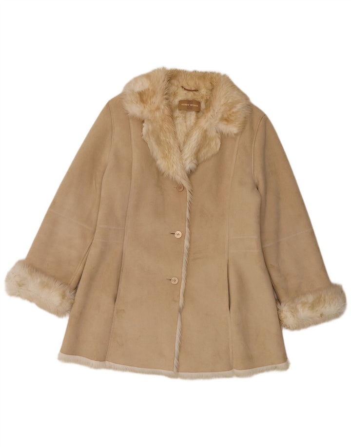 Gerry Weber Abrigo Sherpa extragrande para mujer Reino Unido 12 Poliéster beige medio