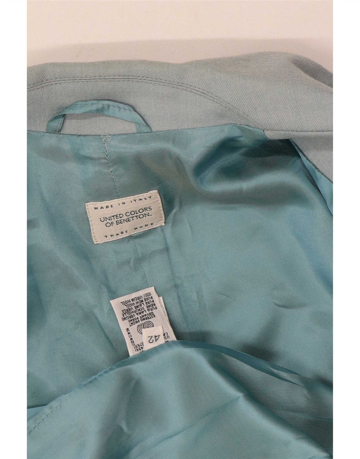 Benetton Blazer De 2 Botones IT 42 Lana Azul Medio