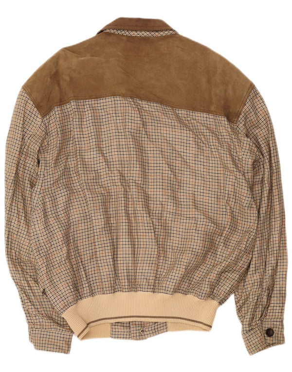 Chaqueta bomber para hombre Breco's IT 52 XL Algodón de pata de gallo marrón