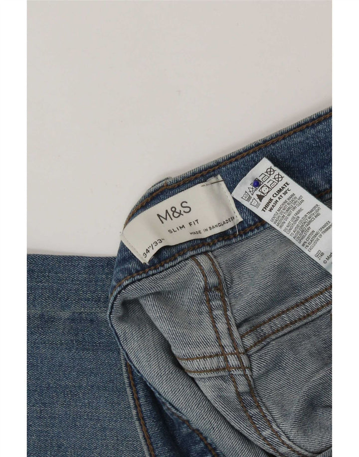 Marks & Spencer Vaqueros ajustados para hombre W34 L33 Algodón azul