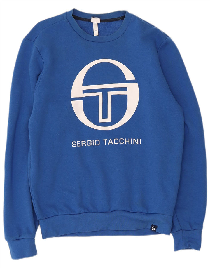 Sergio Tacchini Hombre Sudadera Gráfica Jersey De Algodón Azul Medio