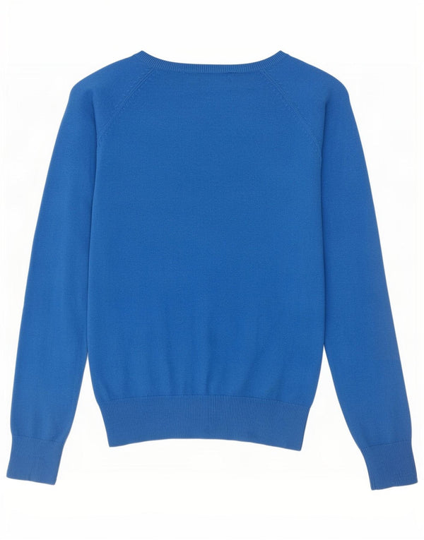 Zara - Jersey con cuello en V para mujer, talla 40, algodón azul medio
