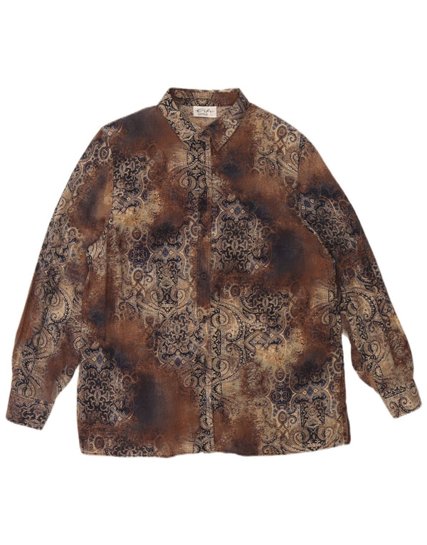Camisa vintage de gran tamaño para mujer IT 44 Marrón medio Paisley Tencel