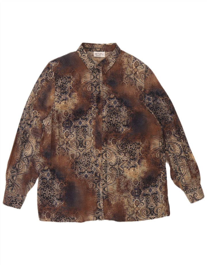 Camisa vintage de gran tamaño para mujer IT 44 Marrón medio Paisley Tencel