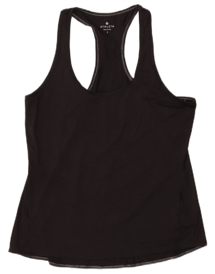 ATHLETA Camiseta sin mangas para mujer UK 44 Grande Poliéster negro