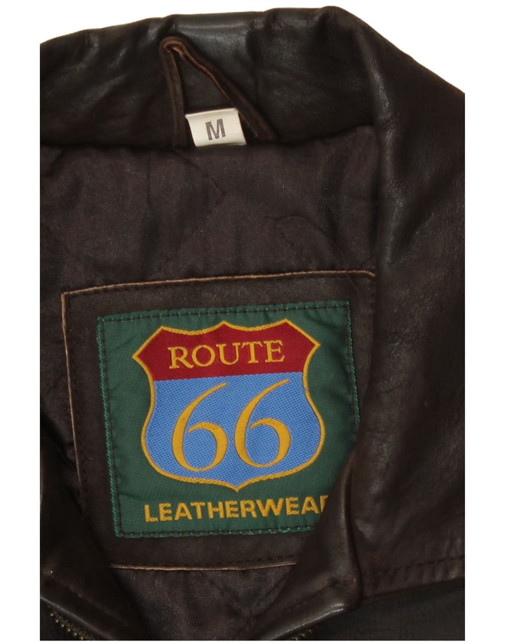 Route 66 Chaqueta de cuero para hombre UK 38 Cuero marrón medio