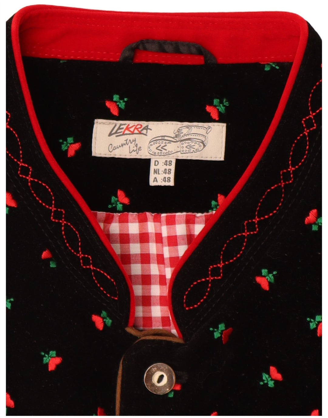 LEKRA Chaleco de terciopelo para hombre IT 48 Small Black Floral