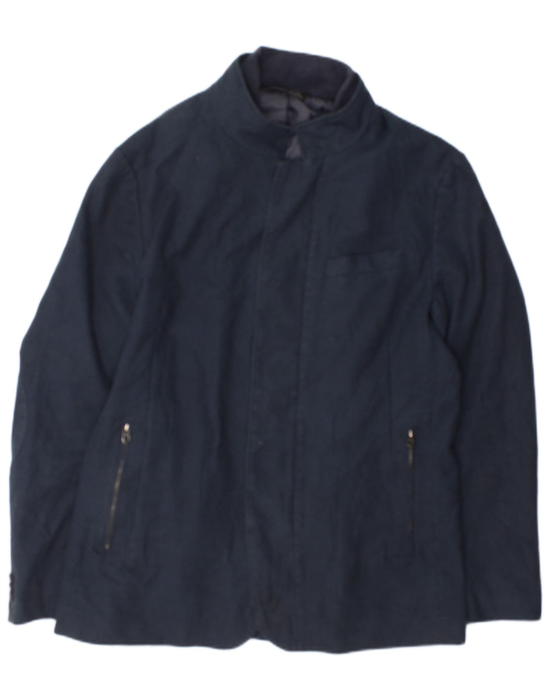 Zara Mens Bomber Jacket UK 42 XL Azul Marino Cuadros Poliéster
