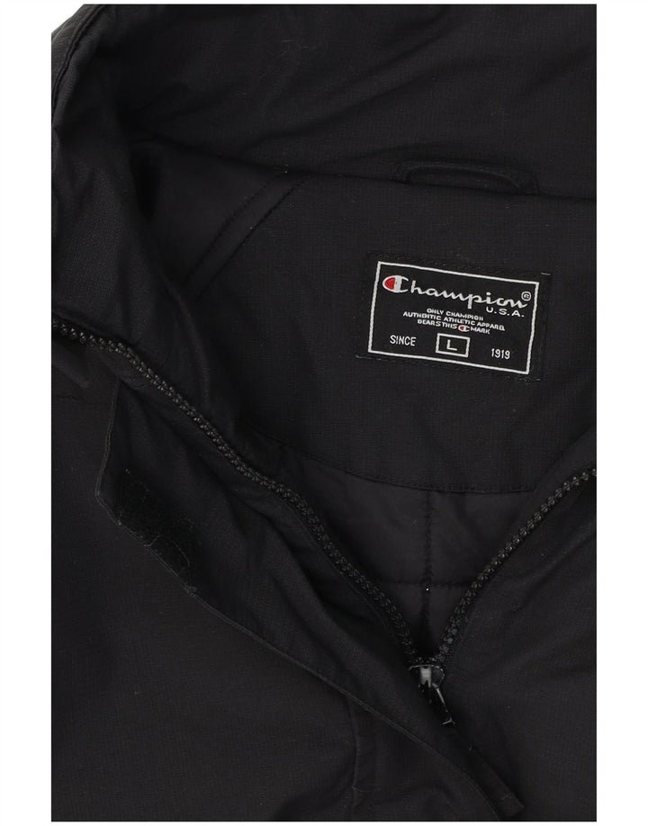Champion Chaqueta Acolchada Con Capucha Para Mujer UK 46 Grande Poliéster Negro