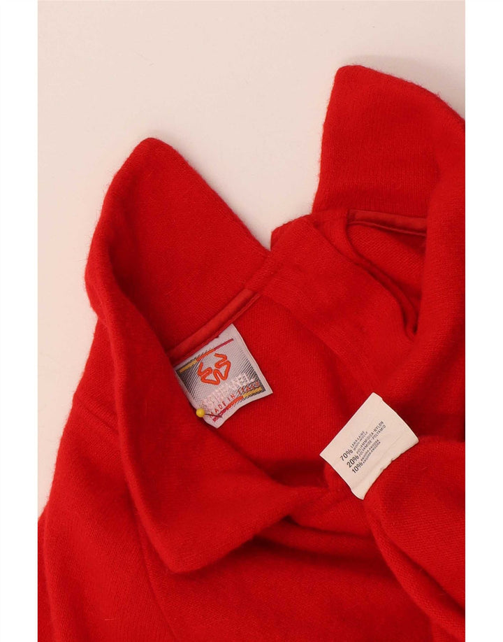 Stefanel Suéter extragrande con cuello tipo polo para mujer, talla 44, color rojo medio