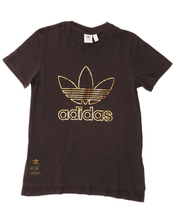 Adidas Camiseta gráfica para mujer Top UK 10 Small Black Cotton