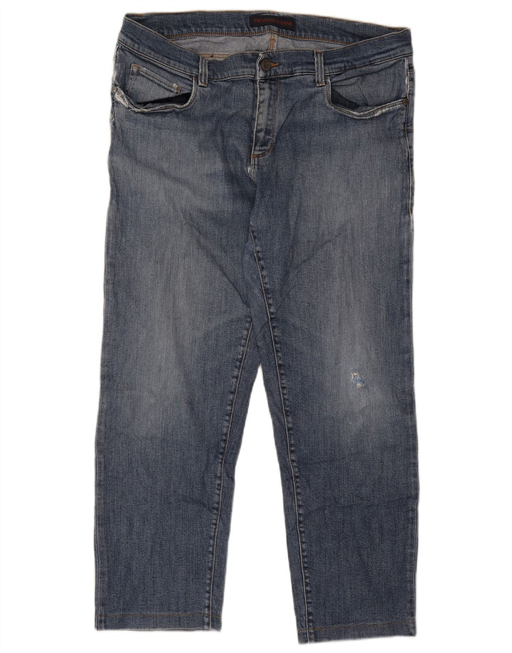 Trussardi Vaqueros recortados desgastados para hombre IT 51 Large W37 L26 Azul