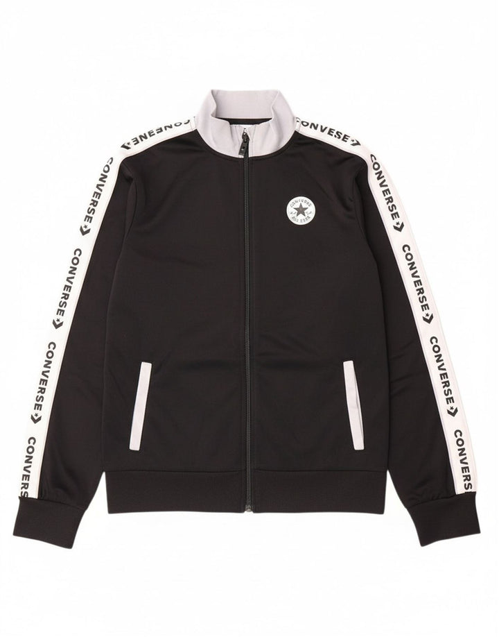 CONVERSE Boys Tracksuit Top Jacket 12-13 Years Large Black Colourblock