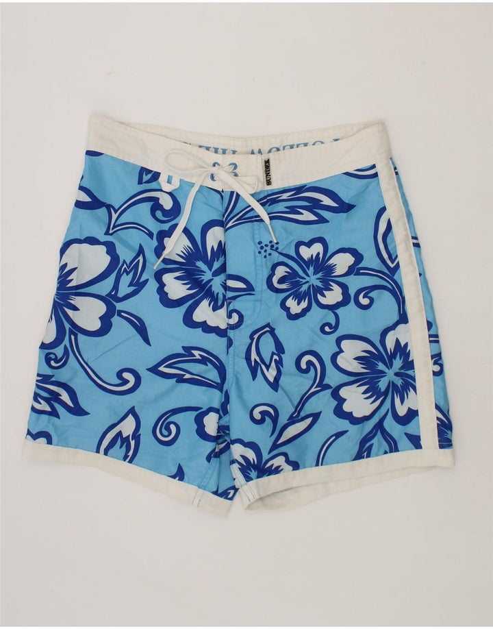 SUNDEK Boys Swimming Shorts 9-10 Years Blue Floral Polyester Vintage Sundek and Second-Hand Sundek from Messina Hembry 