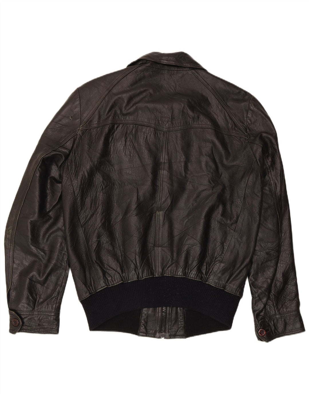 VINTAGE Chaqueta de cuero para hombre Reino Unido 36 Pequeño Negro