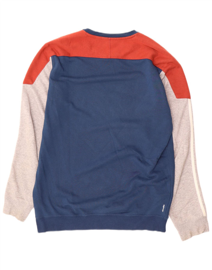Adidas Hombre Sudadera Jumper Medium Azul Marino Colorblock Algodón