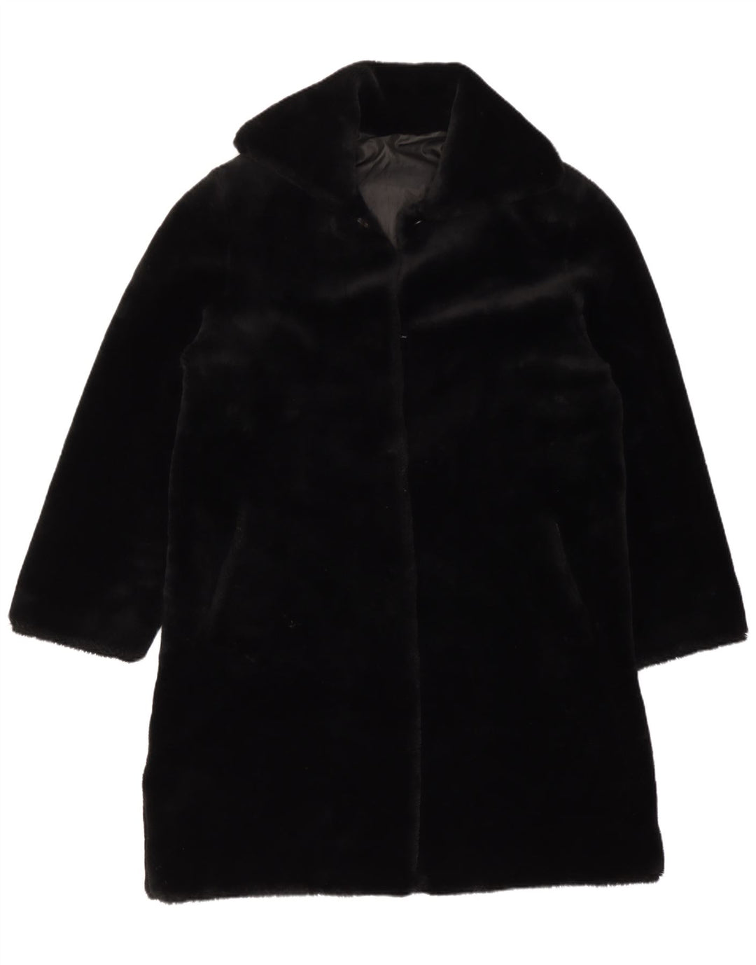 Vintage mujer Velour abrigo Reino Unido 14 acrílico negro grande