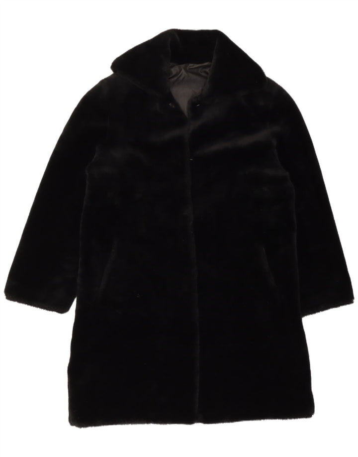 Vintage mujer Velour abrigo Reino Unido 14 acrílico negro grande