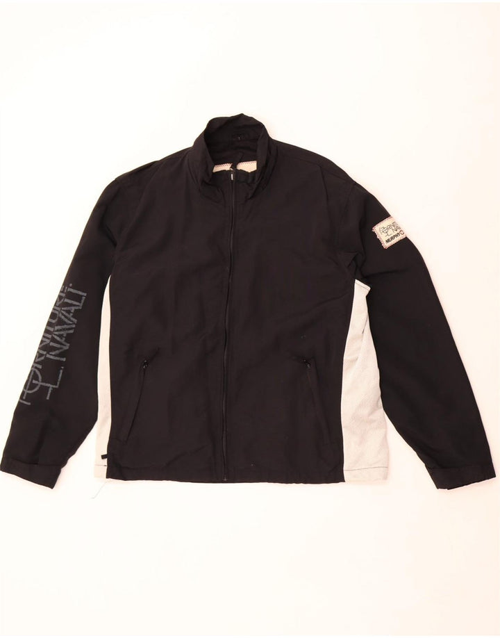 Murphy & Nye Chaqueta impermeable gráfica para hombre UK 36 Small Black Colourblock Nylon