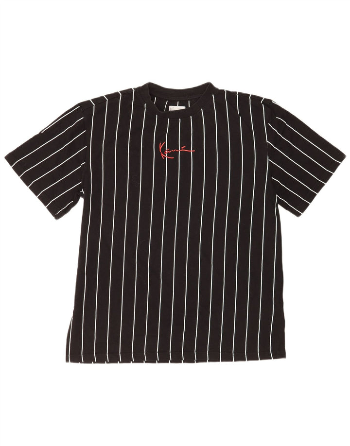 Karl Kani - Camiseta para hombre, talla pequeña, algodón a rayas, color negro
