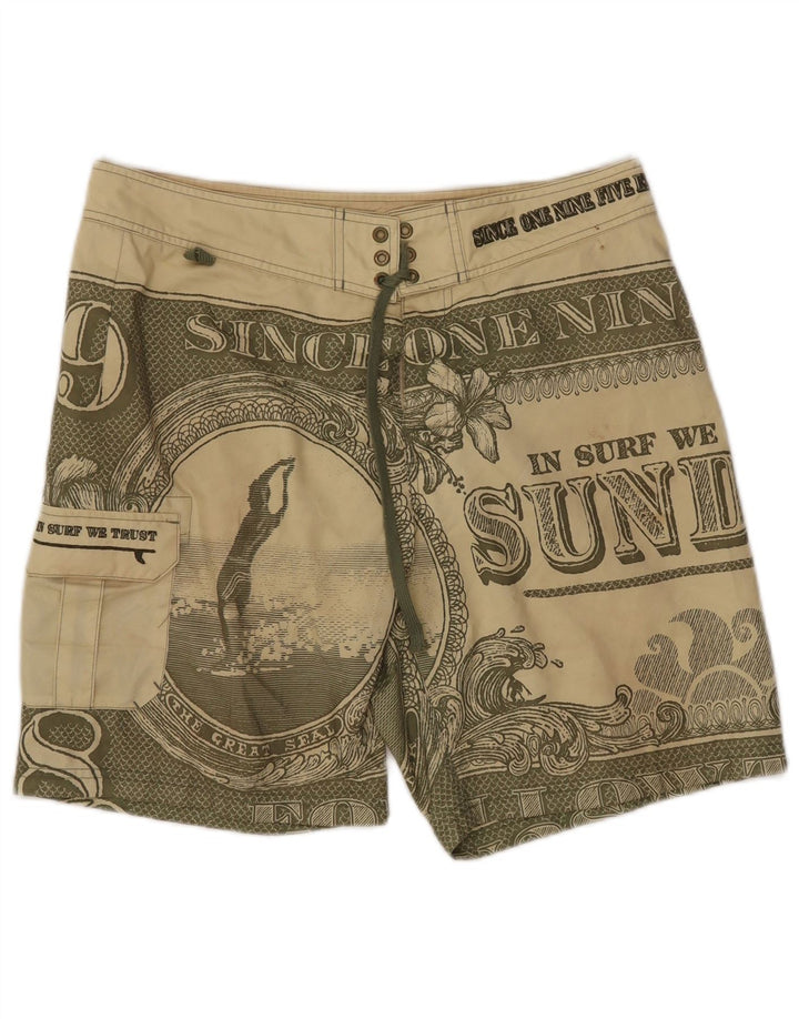 SUNDEK Shorts de baño gráficos para hombre Poliéster verde medio