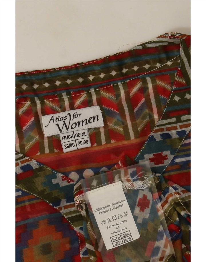 Vintage mujer blusa top EU 38/40 medio multicolor geométrico