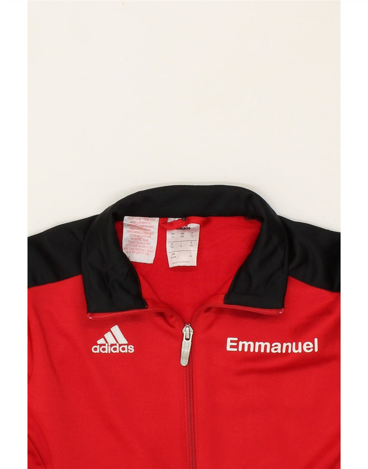 ADIDAS Boys Graphic Tracksuit Top Jacket 11-12 Years Large Red Polyester Vintage Adidas and Second-Hand Adidas from Messina Hembry 