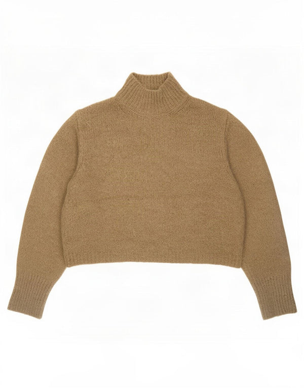 Zara Mujer Crop Turtle Neck Jumper Sweater UK 40 XL Acrílico Marrón