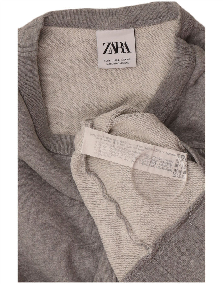 Zara Hombre Sudadera Jumper Large Gris Algodón