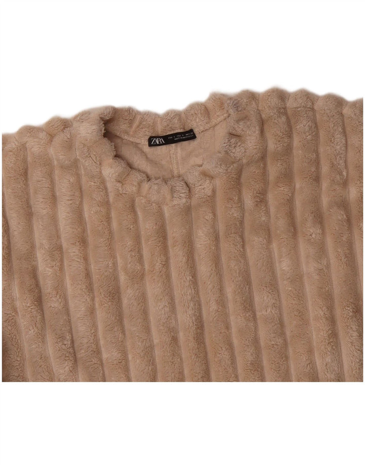 ZARA Jersey de forro polar extragrande para mujer UK 10 Small Beige