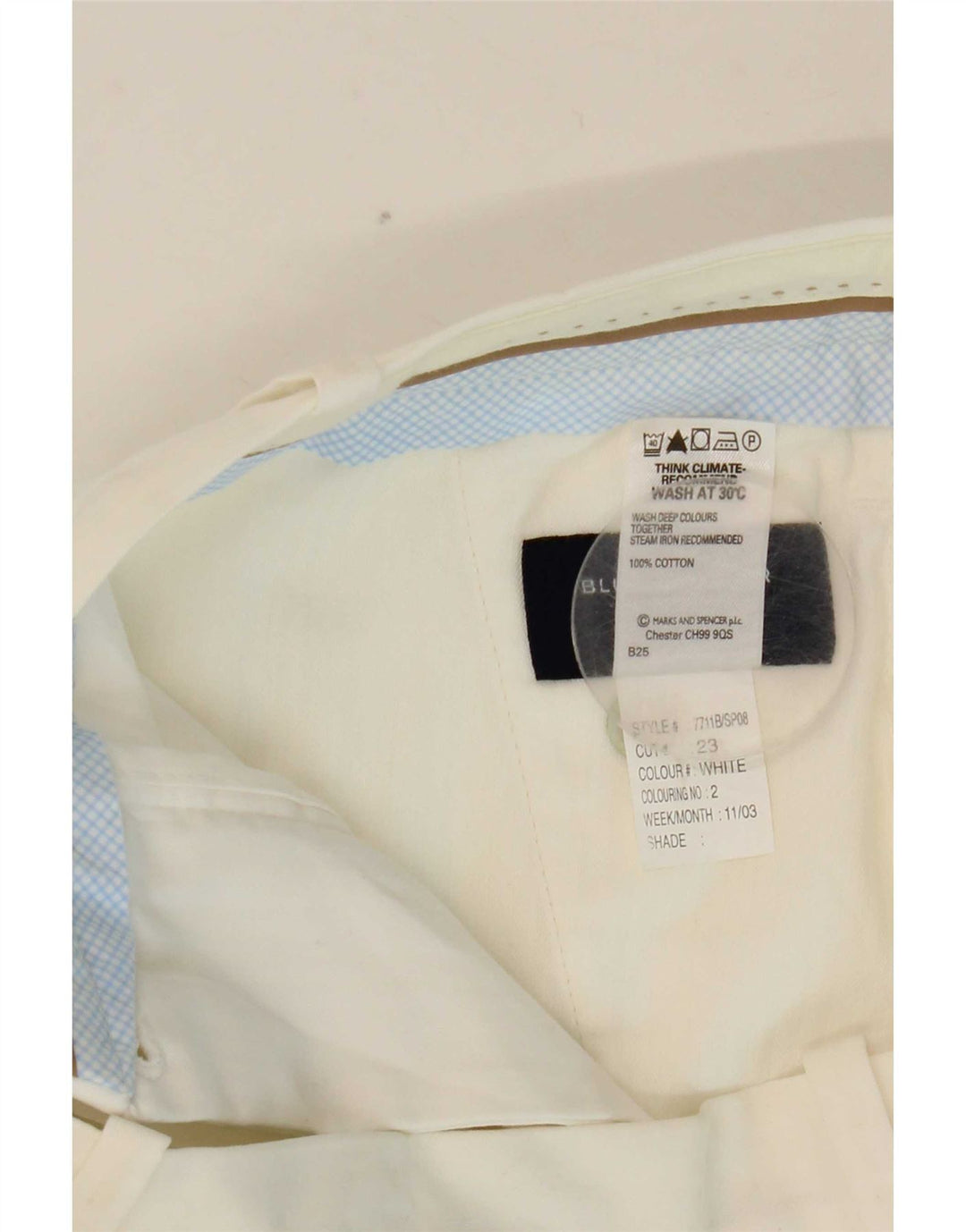 Marks & Spencer Pantalones cortos chinos Harbor azul para mujer W32 Algodón blanco grande
