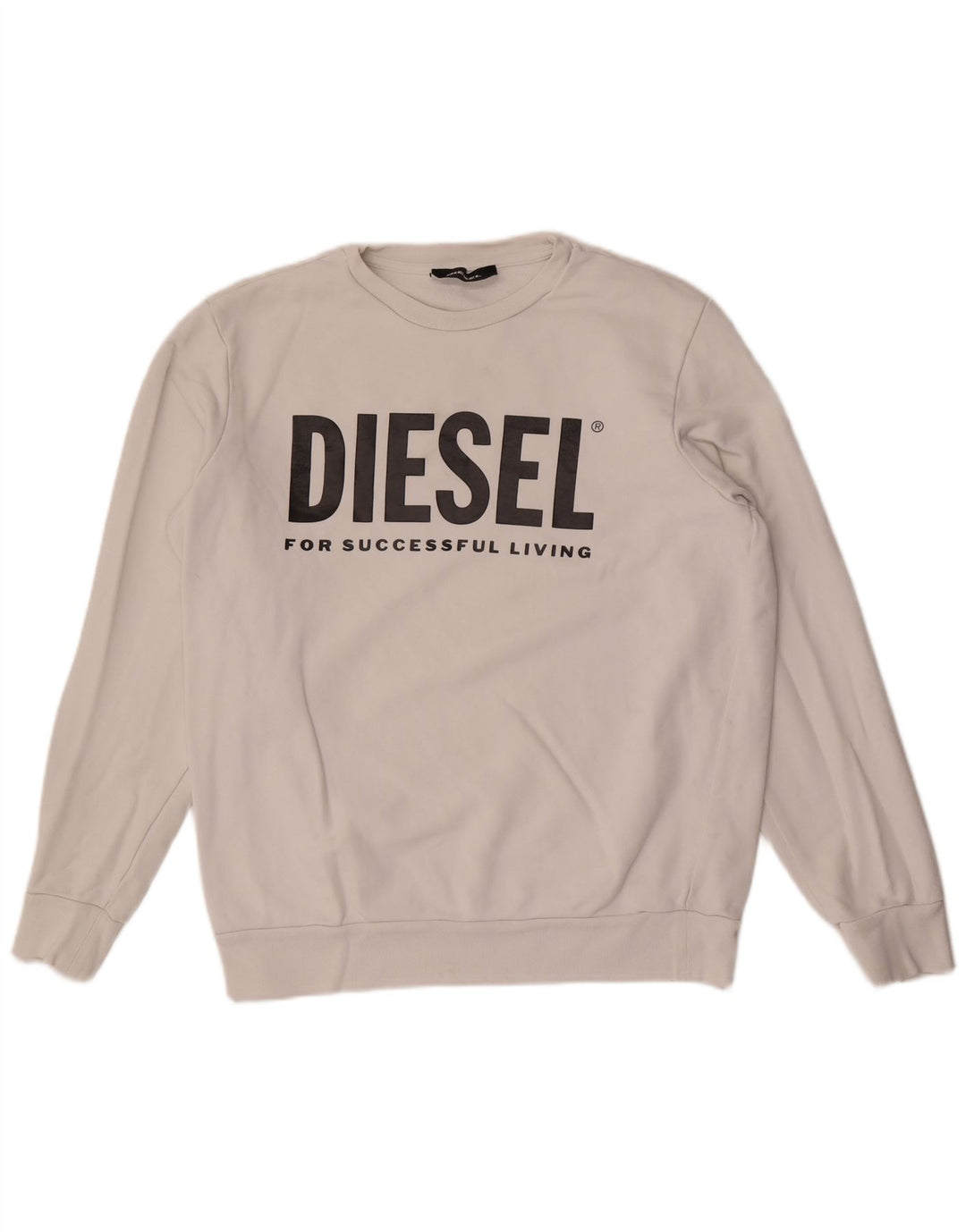 Diesel Hombre Sudadera Gráfica Jersey Grande De Algodón Blanco