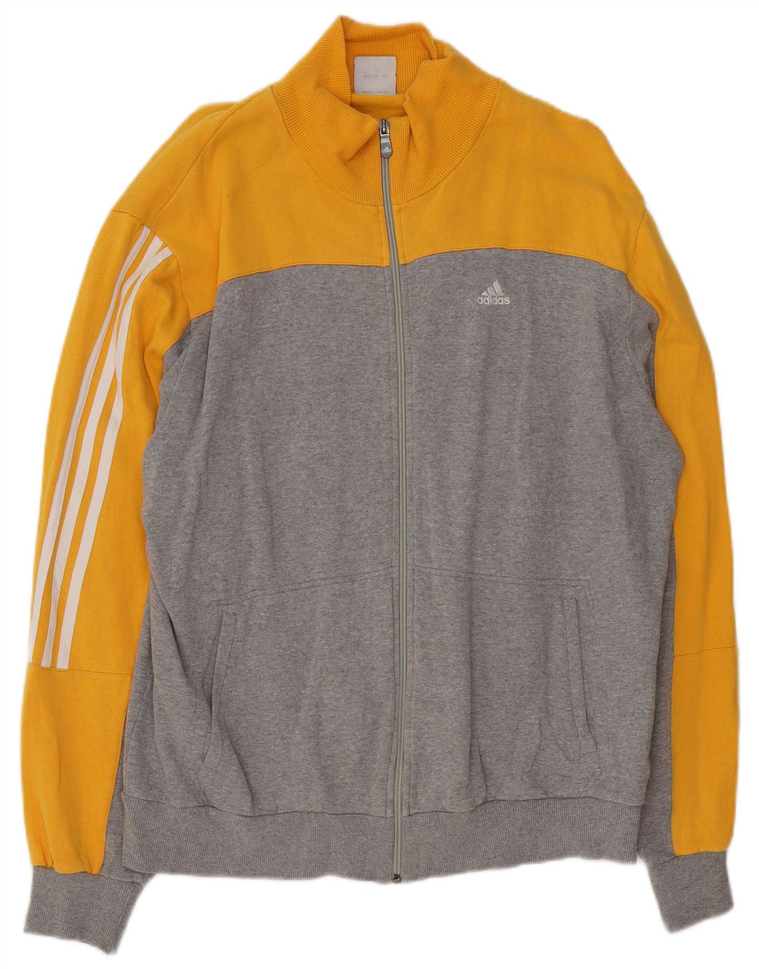 ADIDAS Hombre Chándal Top Chaqueta XL Gris Colorblock Algodón