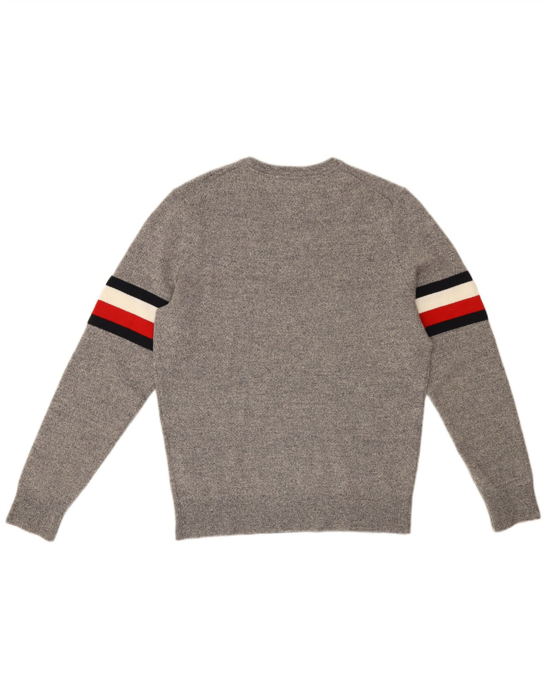 TOMMY HILFIGER Jersey de cuello redondo para hombre de lana gris medio con bloques de color