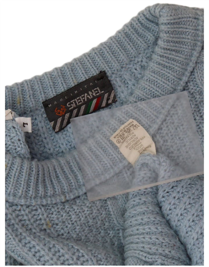 STEFANEL Jersey extragrande con cuello redondo para mujer UK 40 Lana azul grande