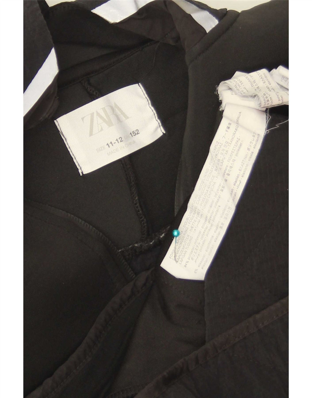 Zara Chubasquero con capucha para niño 11-12 años Negro Poliéster