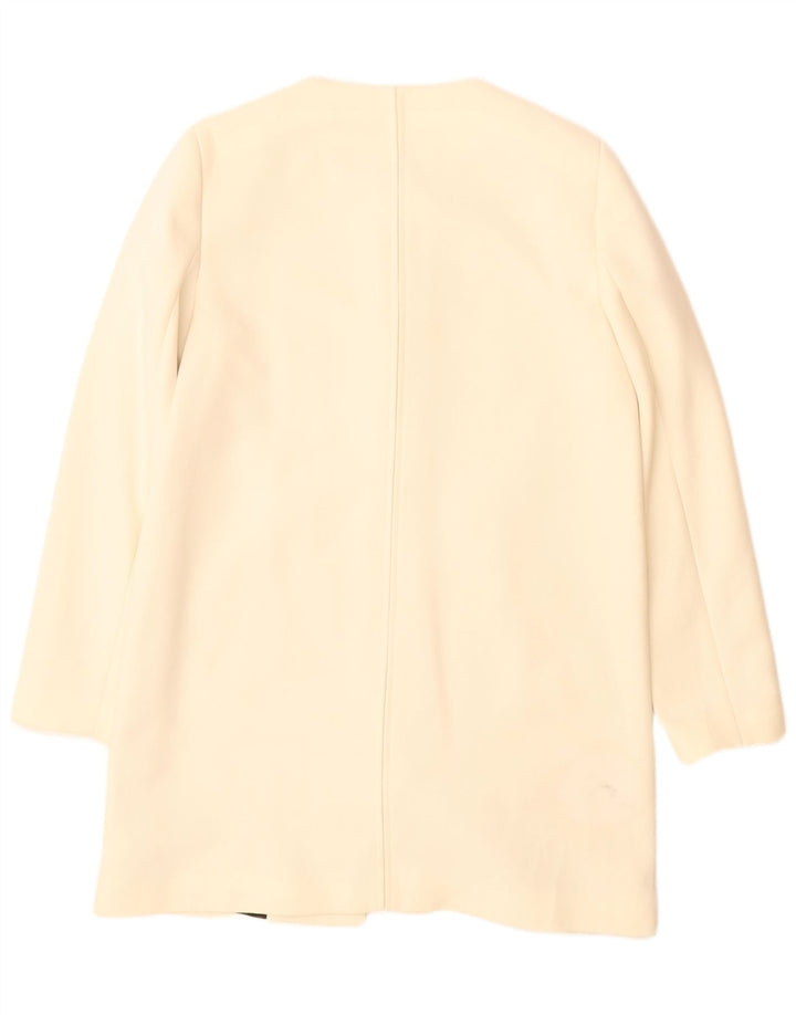 Zara Mujer Abrigo UK 40 Grande Poliéster Blanco Roto