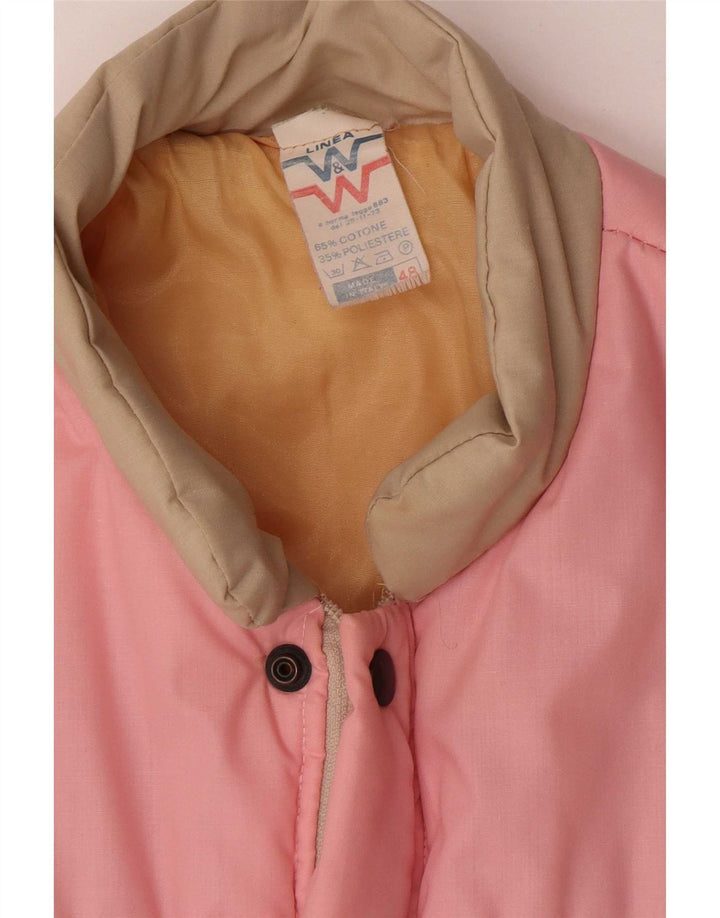Chaqueta acolchada vintage para hombre IT 48 Algodón color block rosa medio