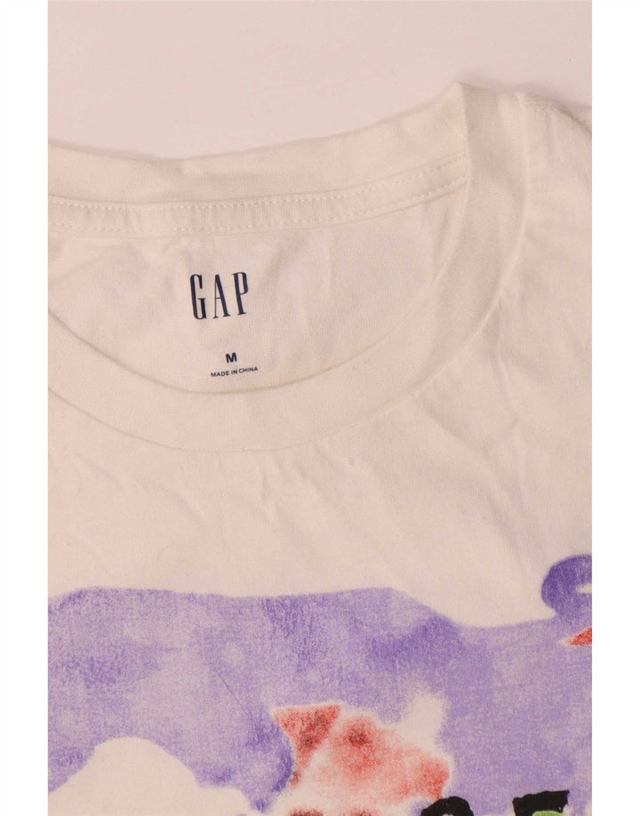 Gap Hombre Camiseta Gráfica Top Medio Algodón Blanco