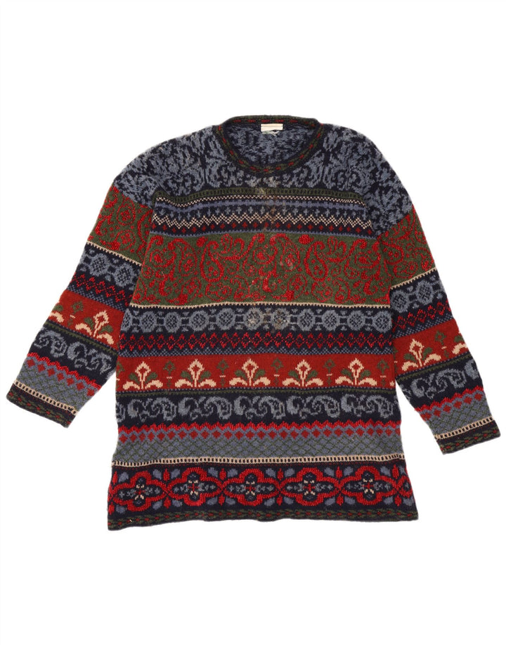Vintage hombres cuello redondo jersey suéter IT 44 medio multicolor Fair Isle