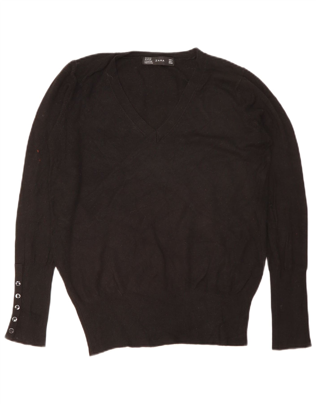 Zara - Jersey con cuello en V para mujer, talla 40, color negro
