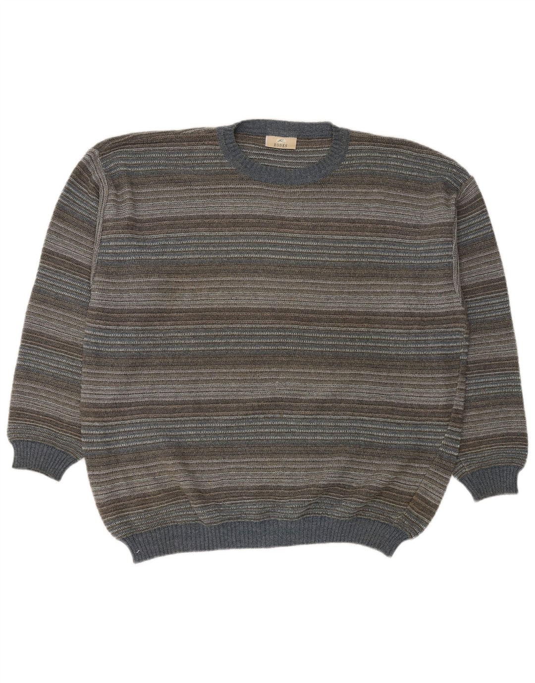 RODES Jersey de cuello redondo para hombre, talla 2XL, algodón a rayas multicolor